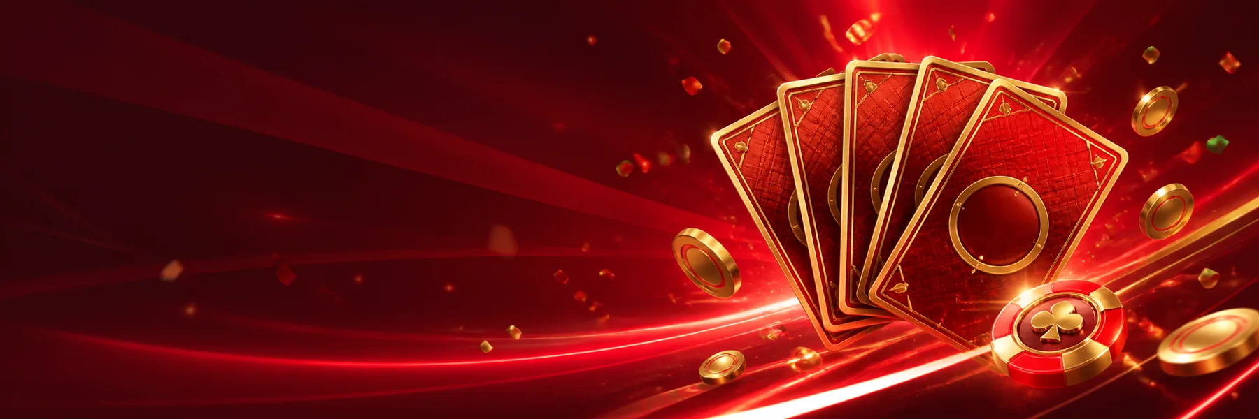Rote Spielkarten, Jetons und Lichtspuren